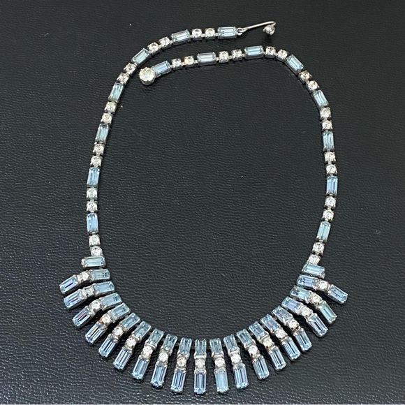 Vintage Unsigned Juliana? Purplish Blue Topaz Bib Statement Choker Necklace 35g - Picture 4 of 16